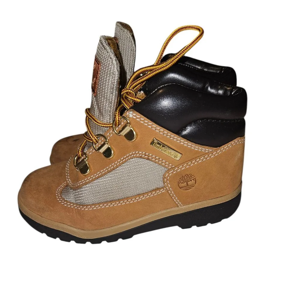 Toddler Boys Timberland Boots US 12 Tan Black Hiking Field Boots